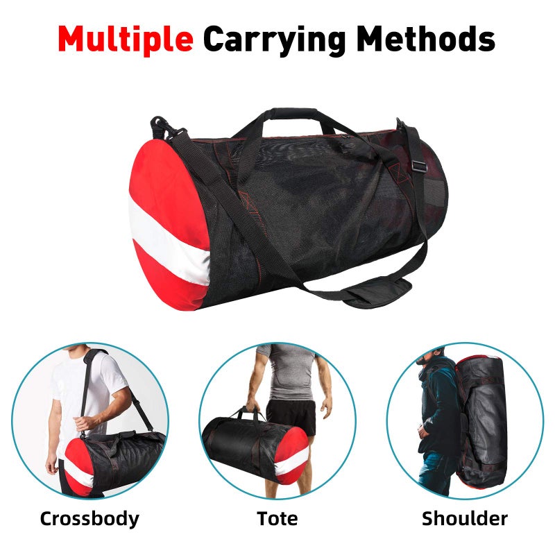 Seafard Mesh Dive Duffel Bag, Extra Large Sport Beach Bags with Adjustable Shoulder Strap, Totes and Zipper for Gym Gear, Sports Balls, Scuba Gear, Snorkeling, Diving, Rafting, and Water Sports Black - Image 5